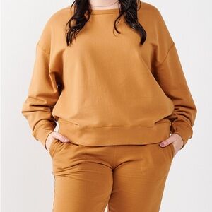GUC AVA & VIV crew neck sweater top and bottom plus size 1x brown